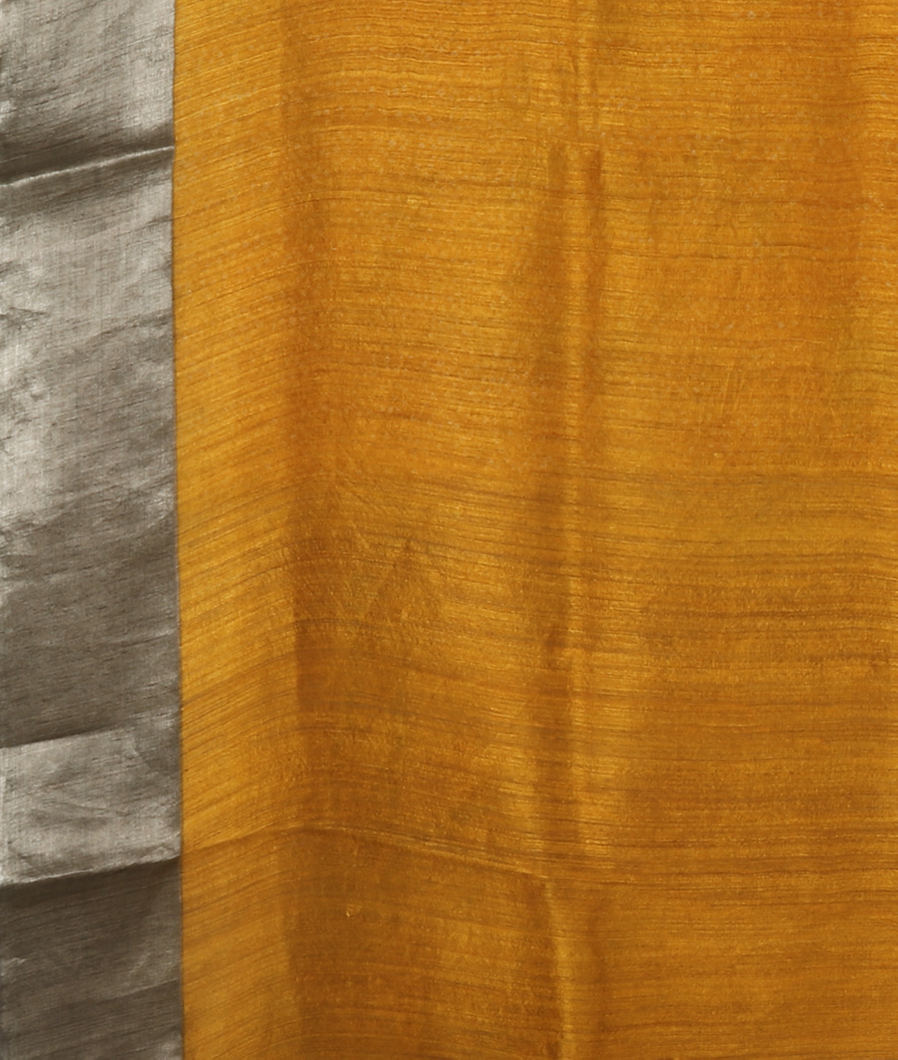 Yellow Tussar Printed Saree T4048253