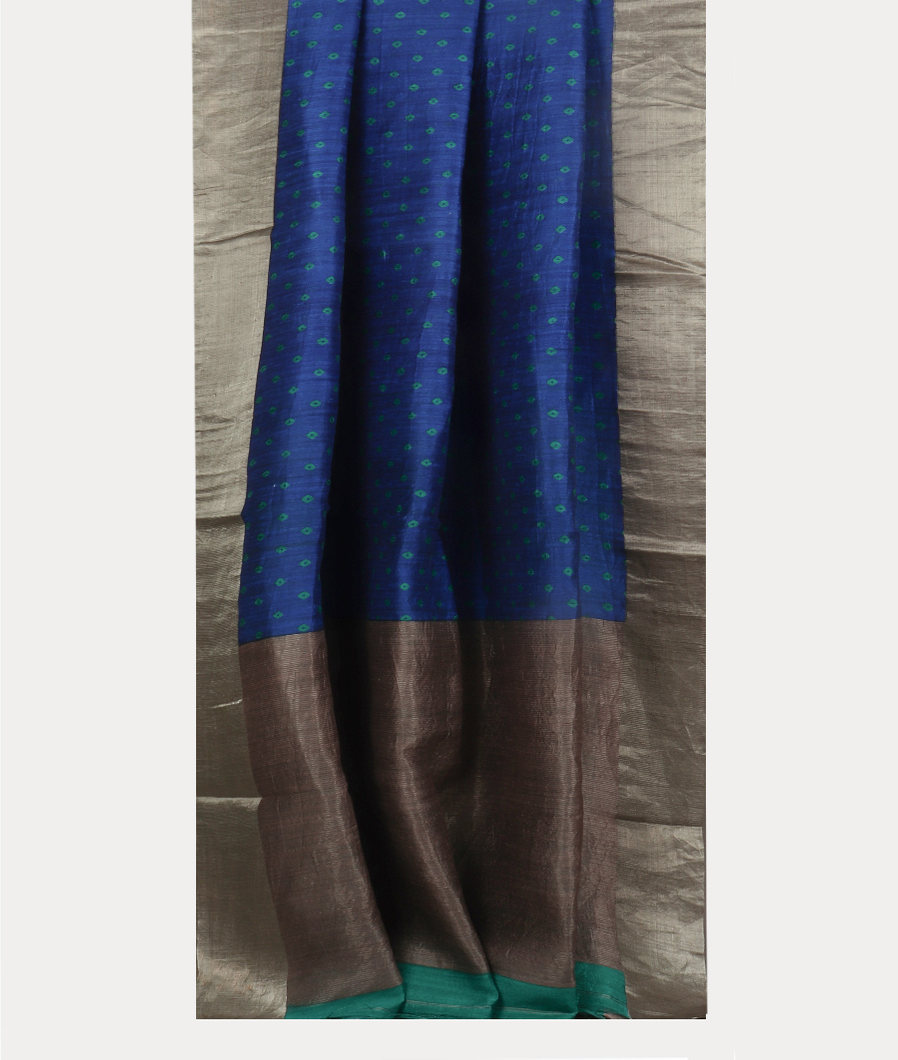 Blue Tussar Printed Saree T4161742