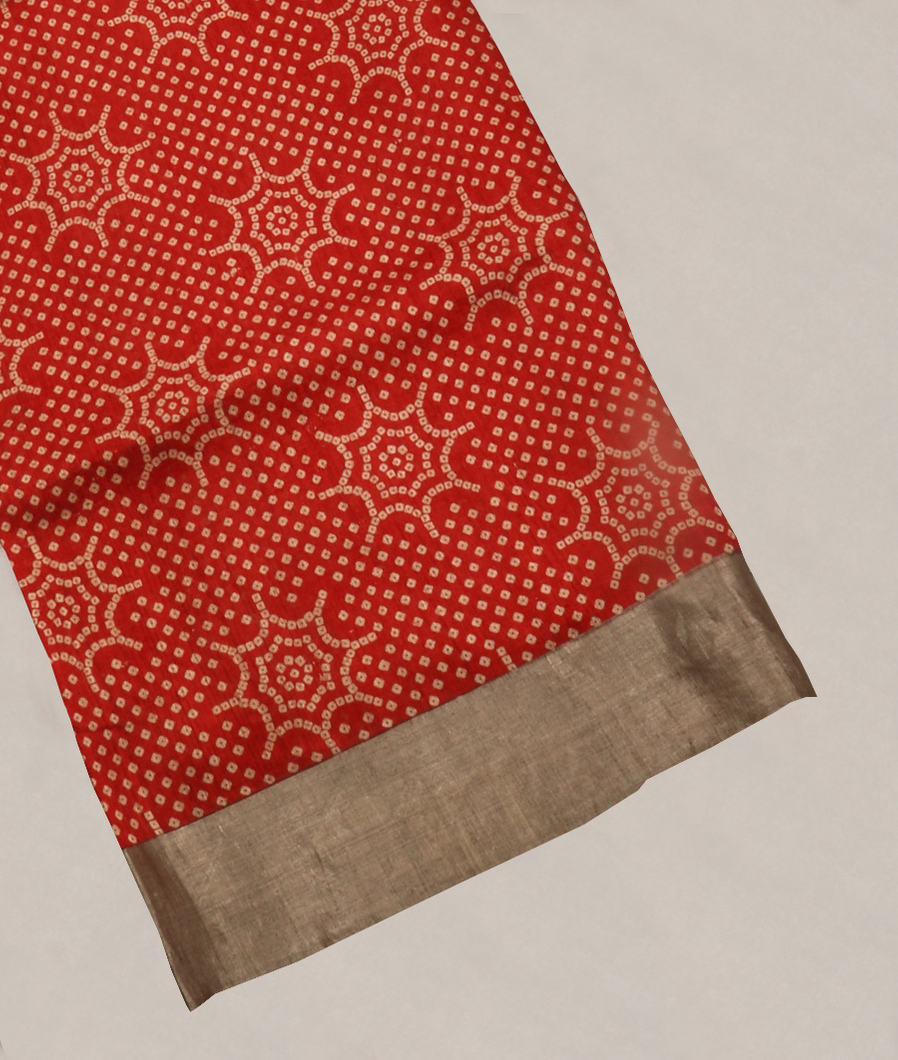 Red Tussar Printed Saree T347632-image