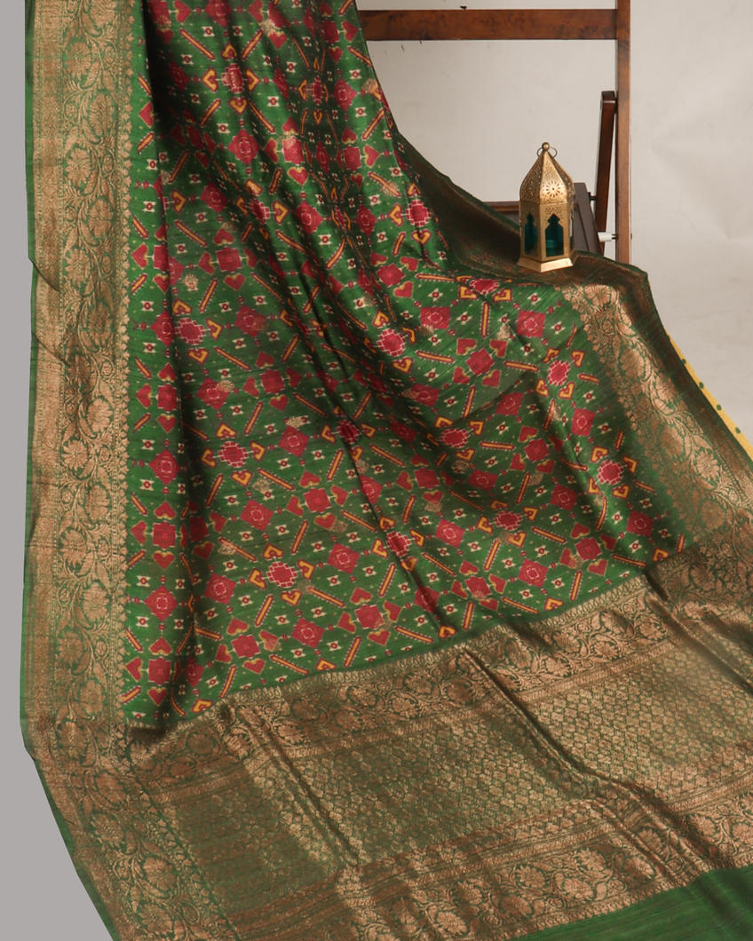 Green Banaras Tussar Georgette Saree T4161202