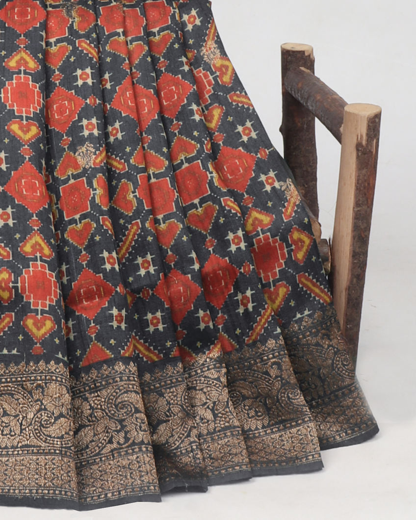 Dark Grey Banaras Tussar Georgette Saree T416122-image