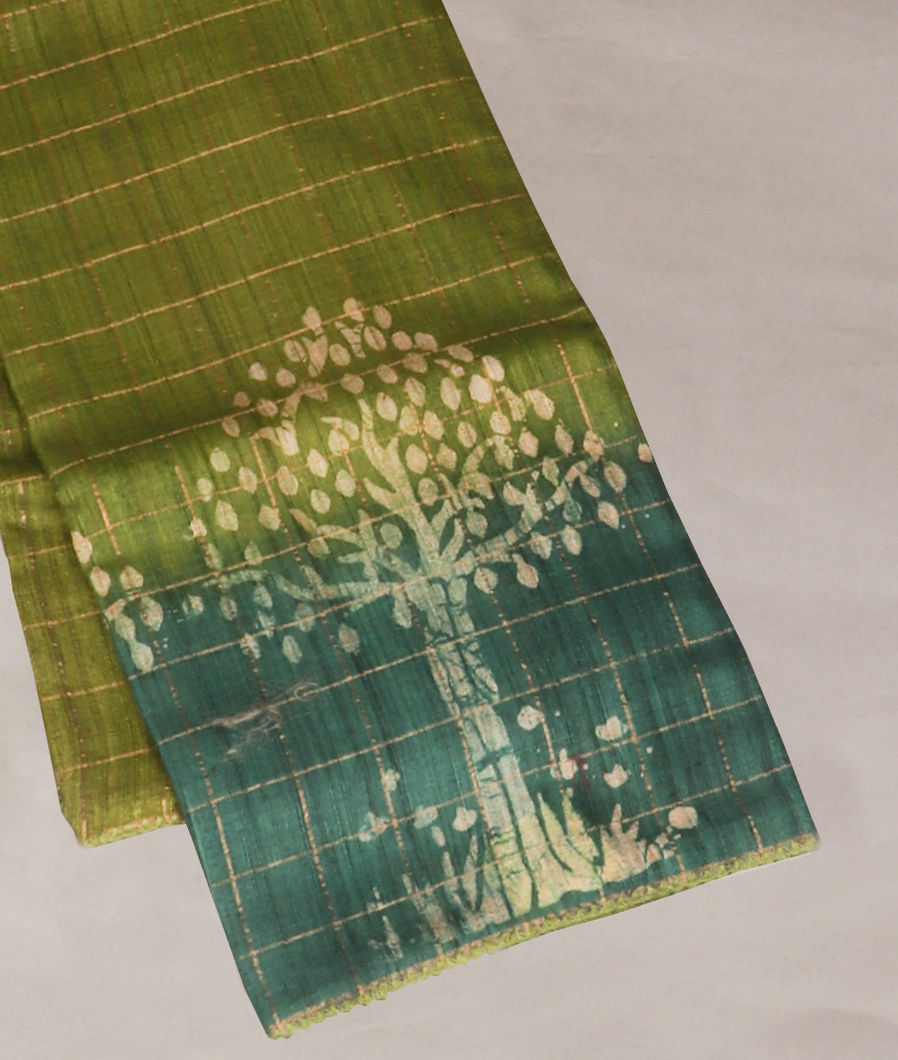 Green Tussar Printed Saree T417369-image