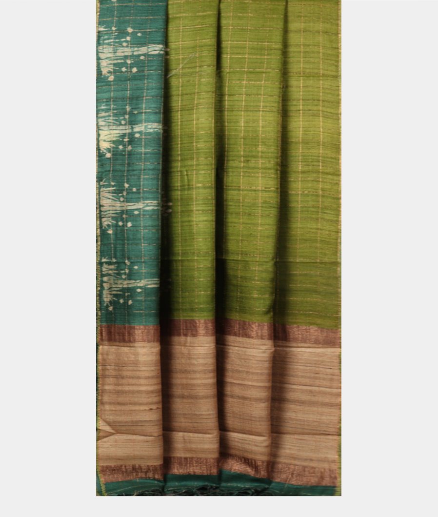 Green Tussar Printed Saree T4173692