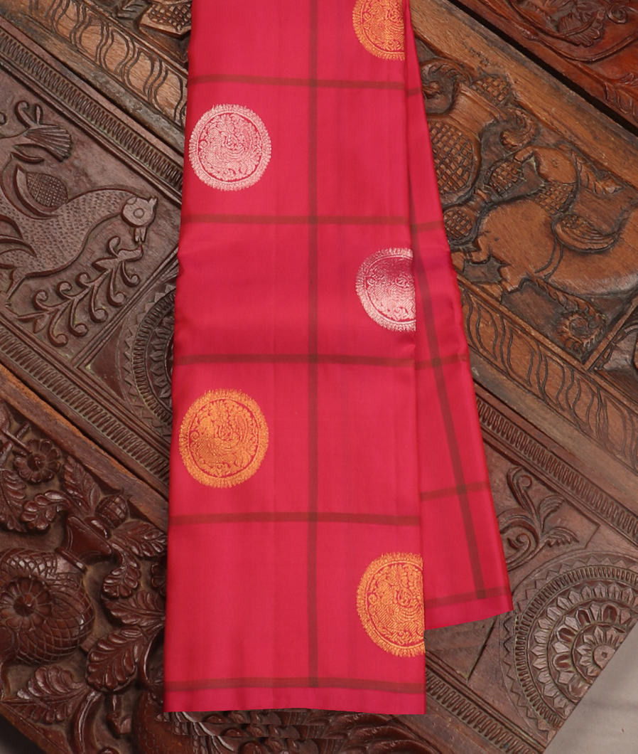 Pinkish Red Handwoven Kanjivaram Silk Saree T419124-image