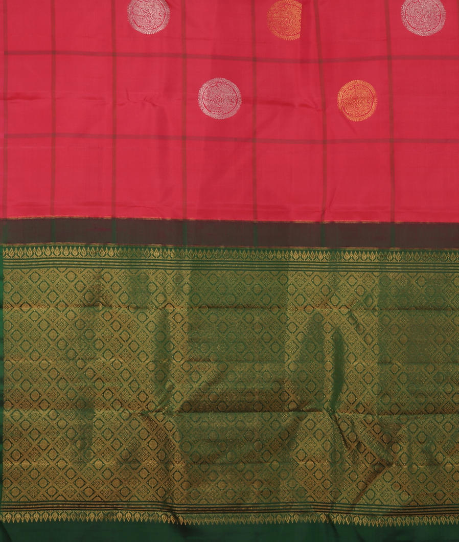 Pinkish Red Handwoven Kanjivaram Silk Saree T4191244