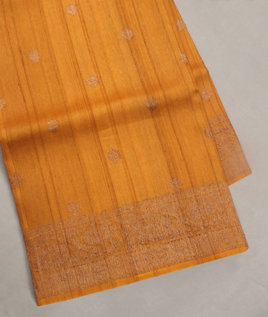 Yellow Banaras Tussar Georgette Saree T381309-image