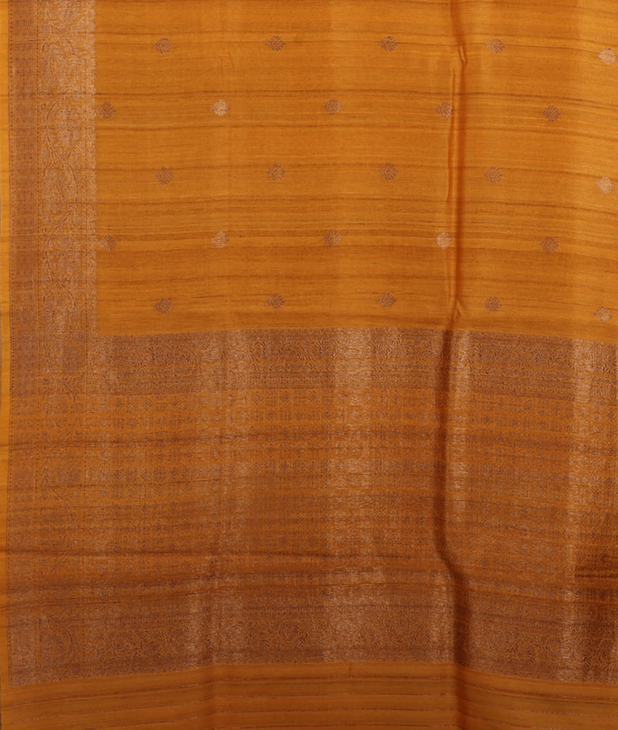 Yellow Banaras Tussar Georgette Saree T3813094