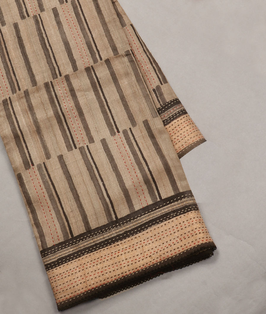 Multicolour Tussar Printed Saree T378275-image