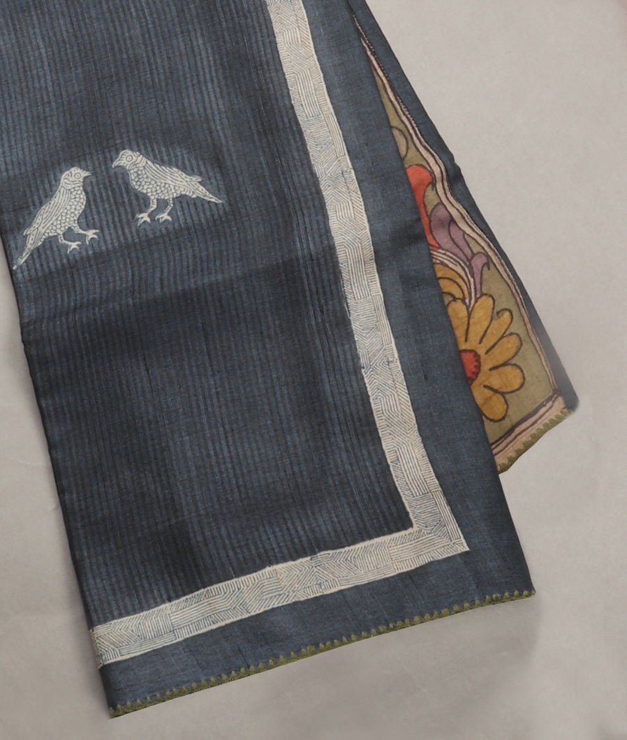 Grey Tussar Printed Saree T415037-image