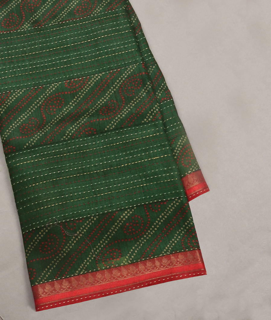 Green Tussar Printed Saree T414558-image
