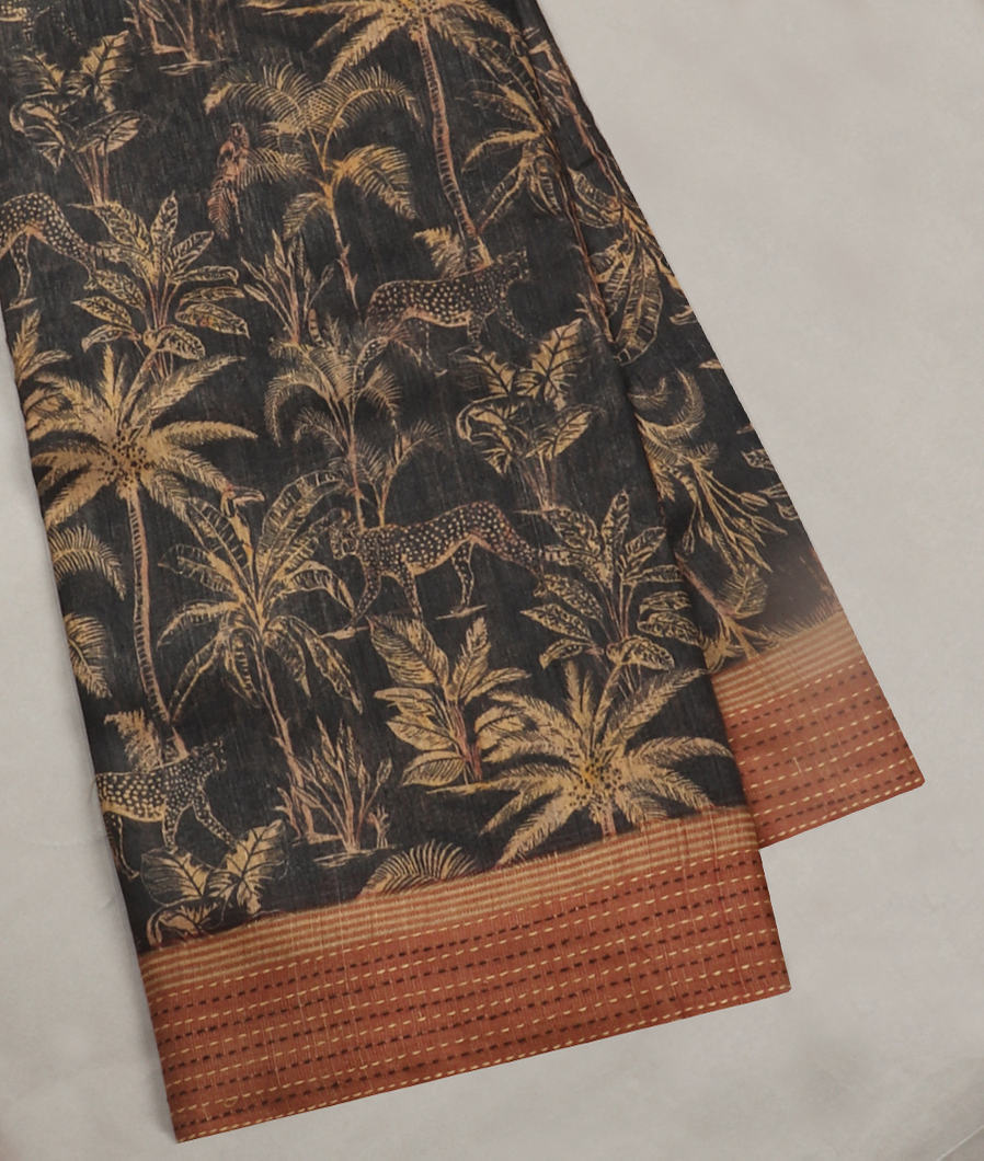 Black Tussar Printed Saree T378256-image
