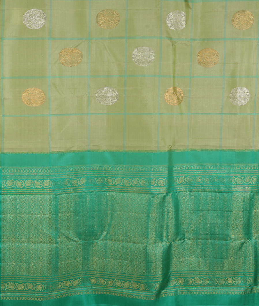 Green Handwoven Kanjivaram Silk Saree T4191234