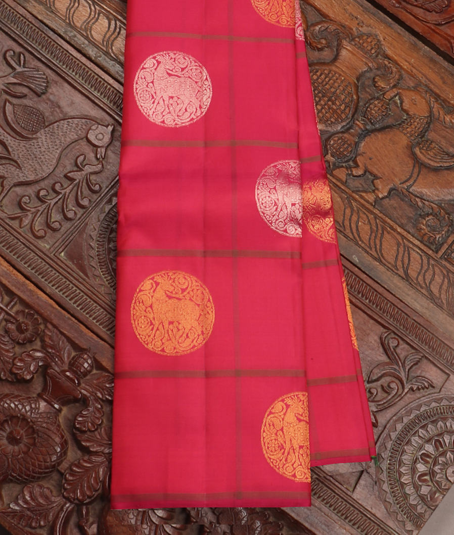 Pinkish Red Handwoven Kanjivaram Silk Saree T419111-image
