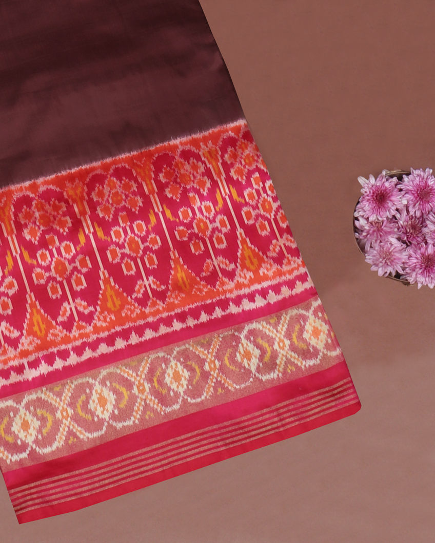 Brown Ikat Silk Saree T418917-image