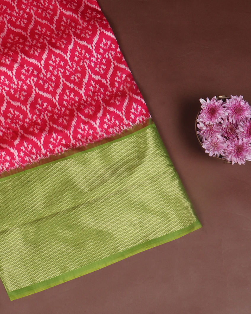 Magenta Ikat Silk Saree T418320-image