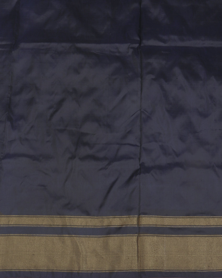 Midnight Blue Ikat Silk Saree T4183173