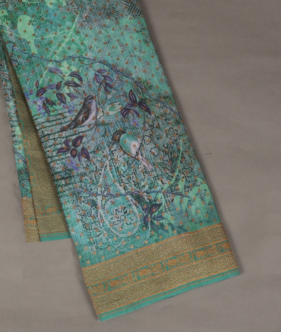 Bluish Green Crepe Silk Saree T356226-image