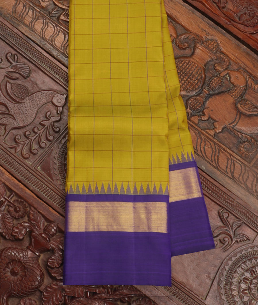 Greenish Yellow Handwoven Kanjivaram Silk Saree T419130-image