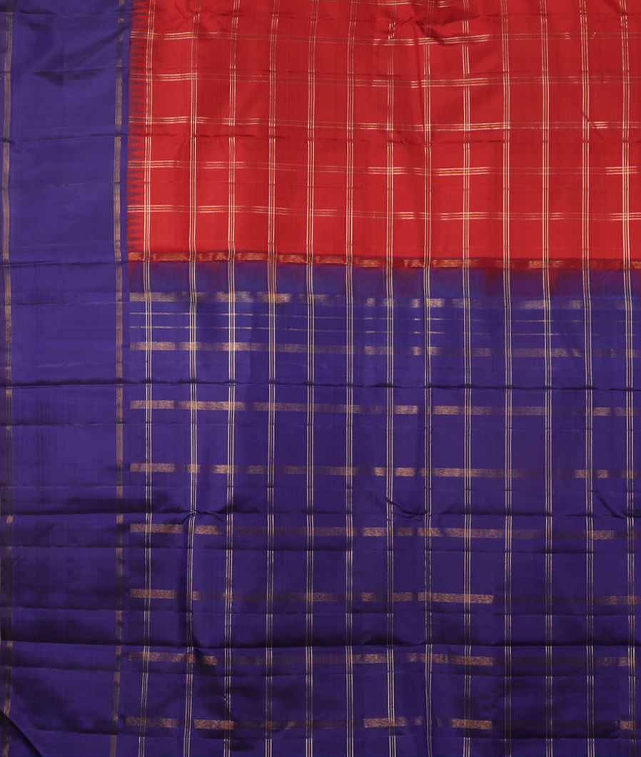 Red Handwoven Kanjivaram Silk Saree T4123344