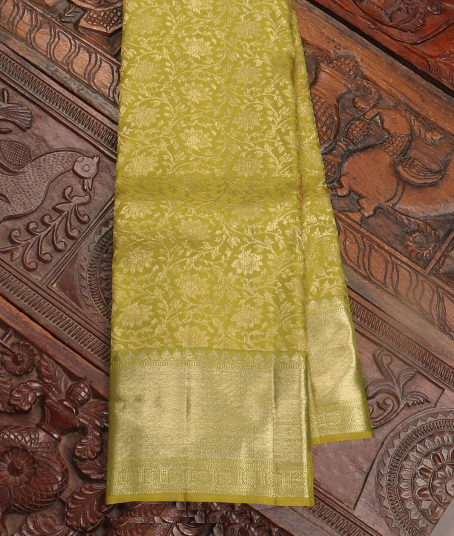 Yellowish Green Handwoven Kanjivaram Silk Saree T397783-image