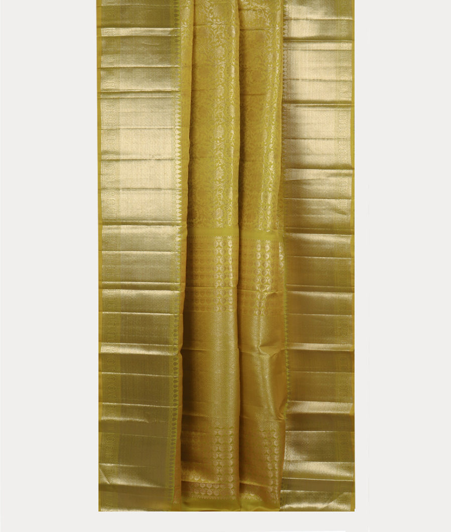 Yellowish Green Handwoven Kanjivaram Silk Saree T3977832