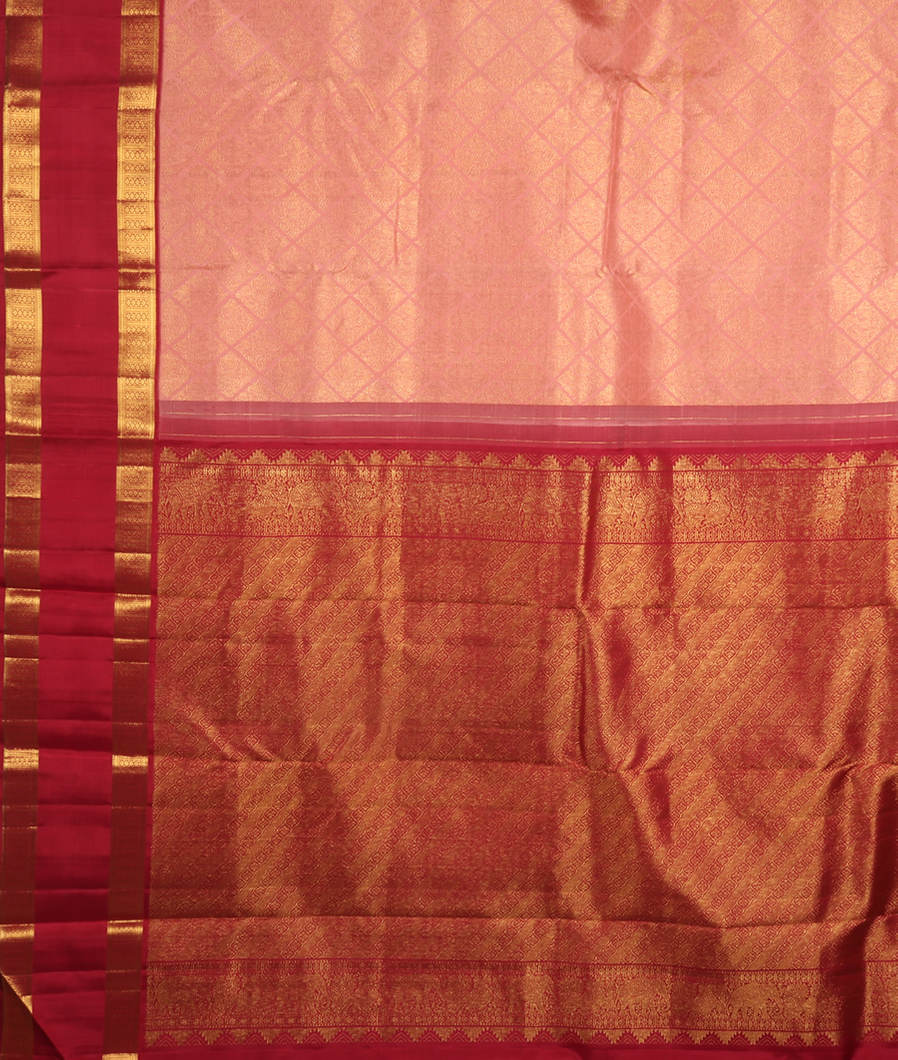 Orange-Indian Pink Pure Katan Silk Banarasi Handloom Saree - Tilfi