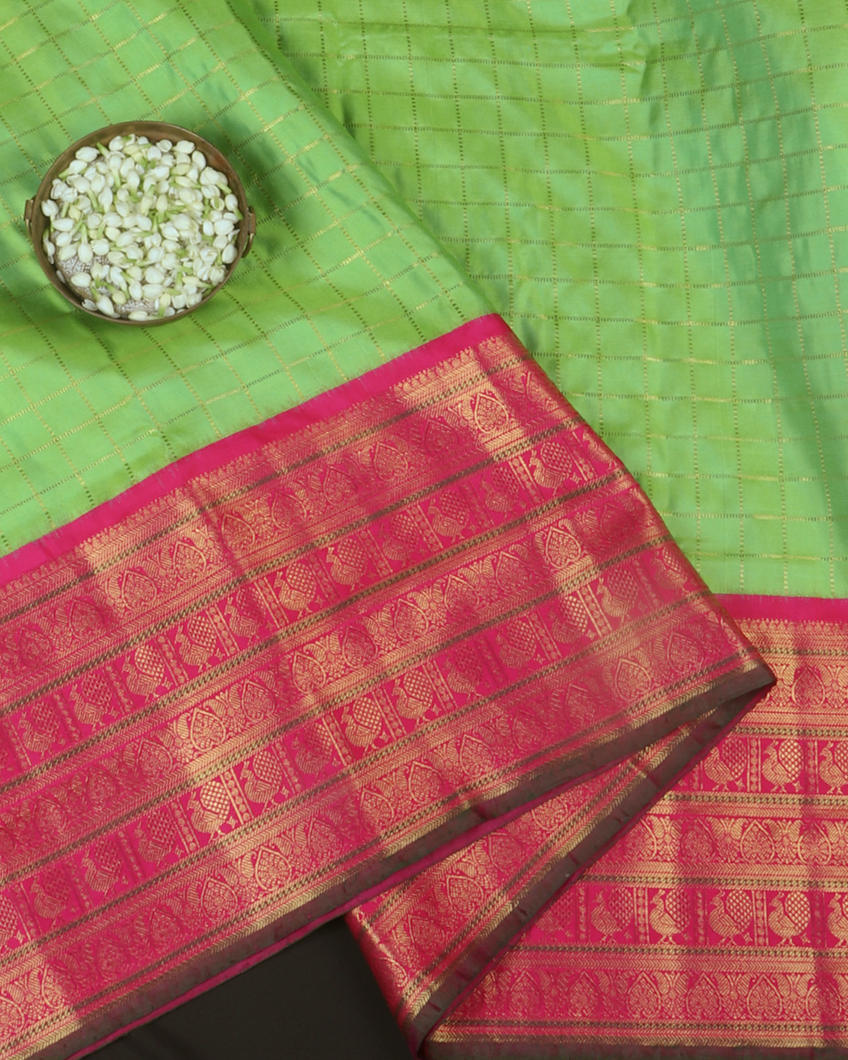 Green Twill Kanjivaram Silk Saree T419490-image