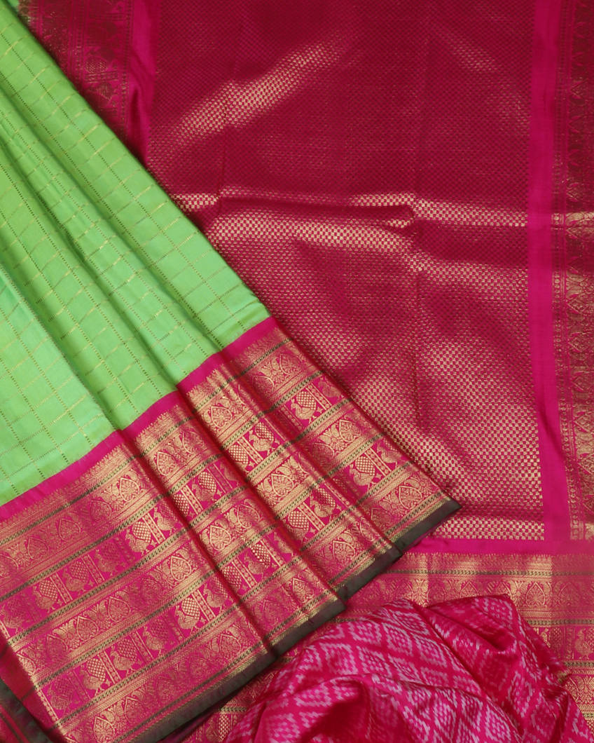 Green Twill Kanjivaram Silk Saree T4194902