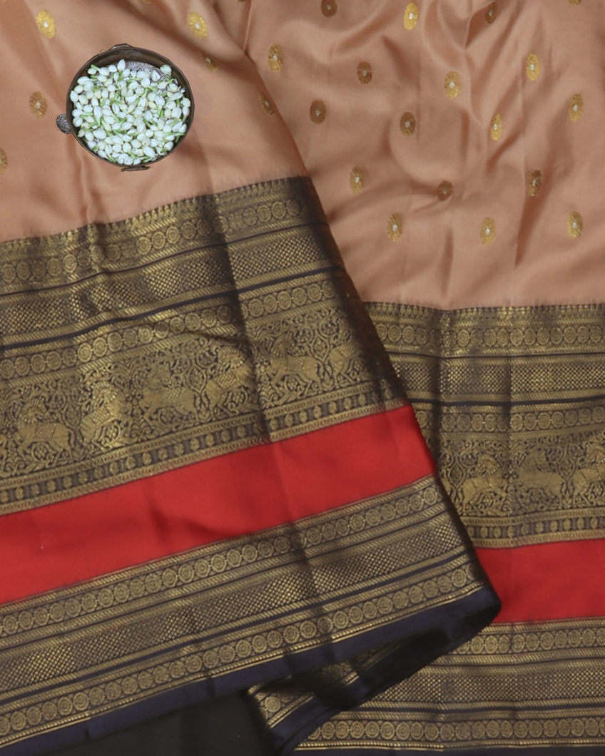 Beige Twill Kanjivaram Silk Saree T419477-image