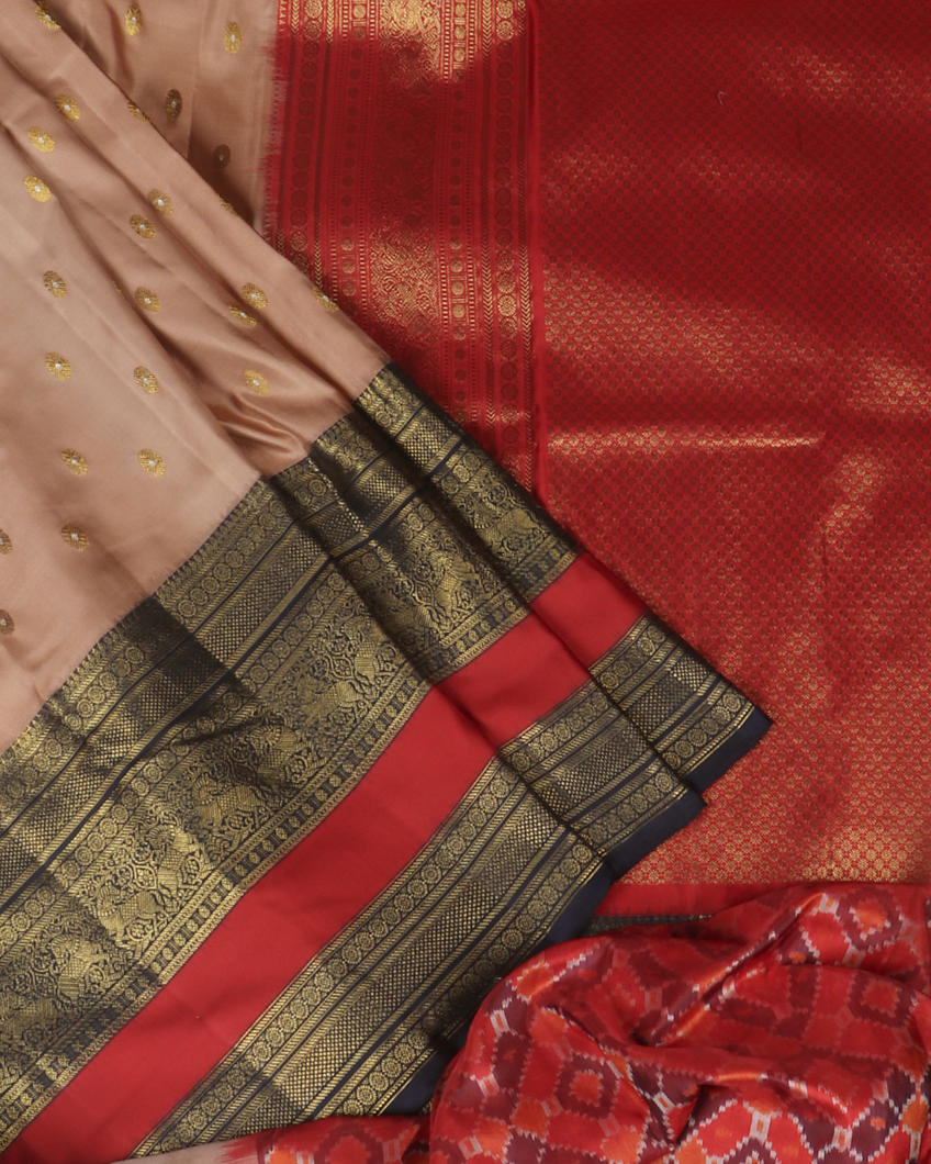 Beige Twill Kanjivaram Silk Saree T4194772