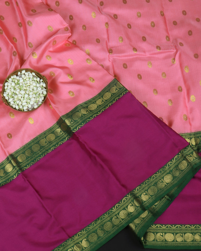 Pink Twill Kanjivaram Silk Saree T326643-image