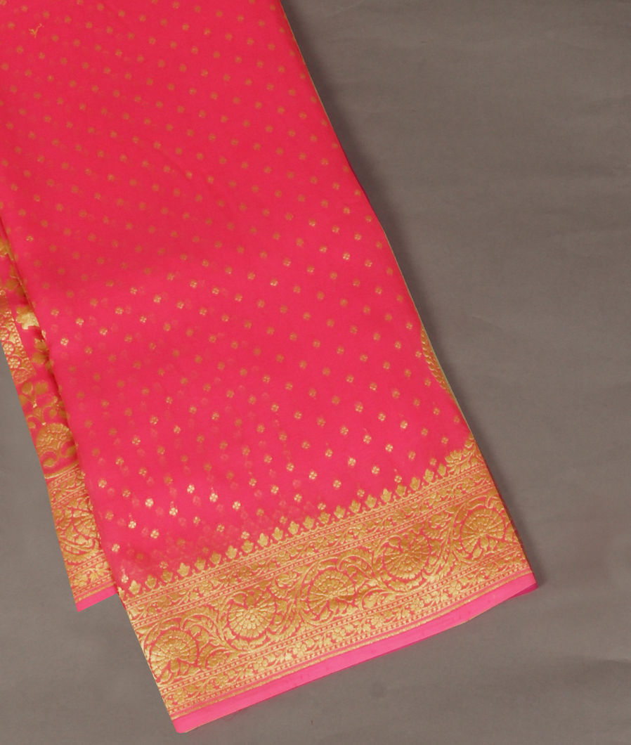 Pink Banaras Georgette Silk Saree T267713-image