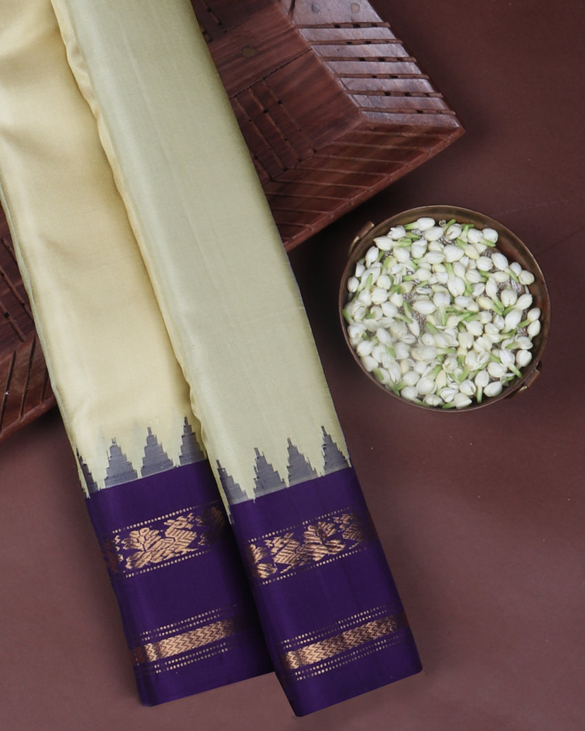 Cream Gadwal Silk Saree T419248-image