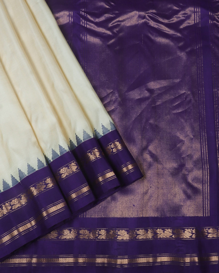 Cream Gadwal Silk Saree T4192482