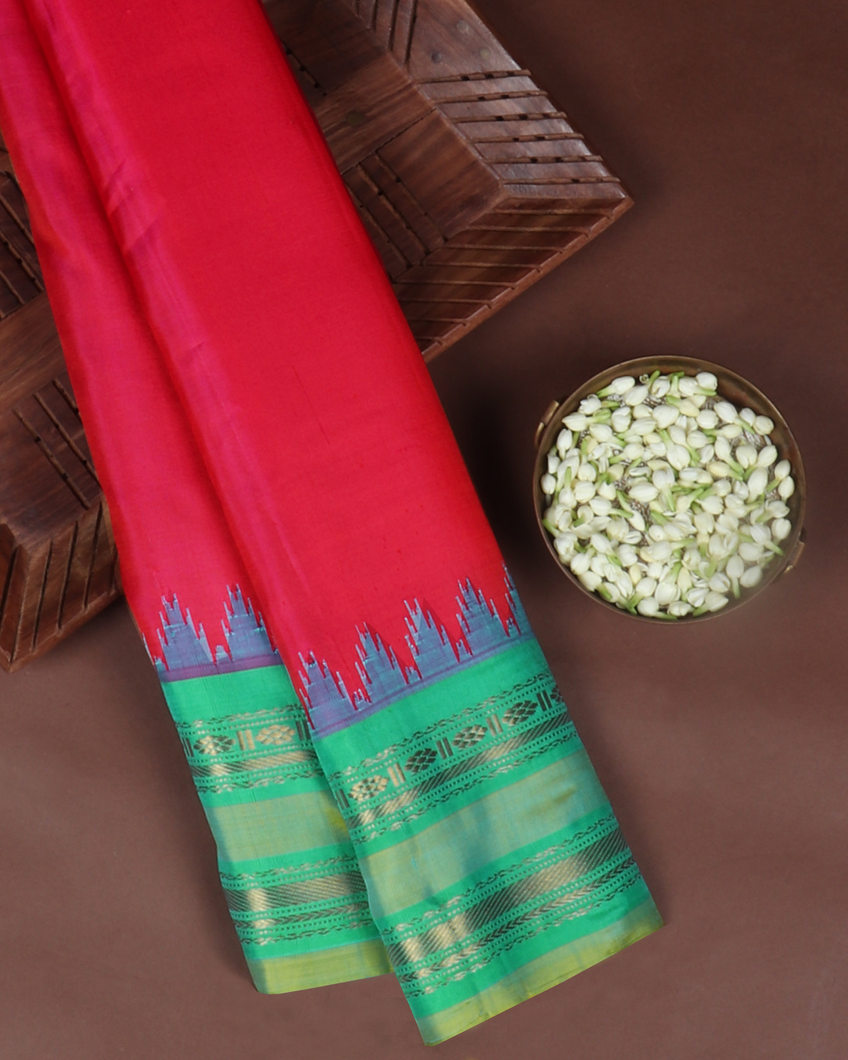 Magenta Gadwal Silk Saree T418873-image