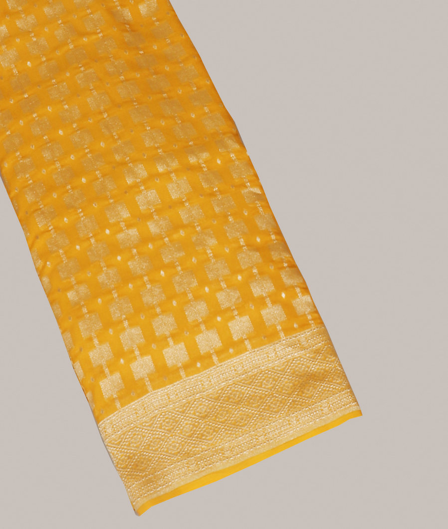 Yellow Banaras Georgette Silk Saree T382602-image