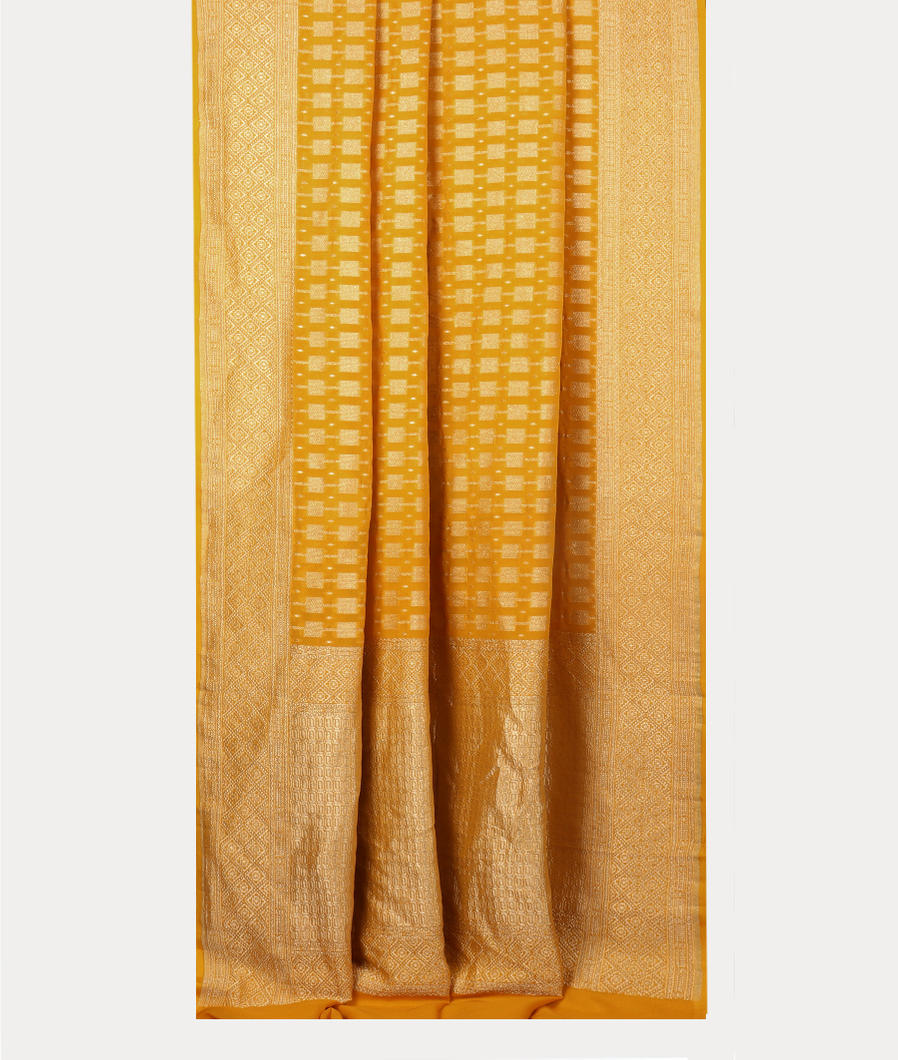 Yellow Banaras Georgette Silk Saree T3826022
