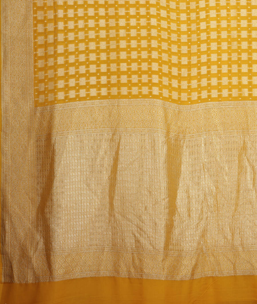 Yellow Banaras Georgette Silk Saree T3826024