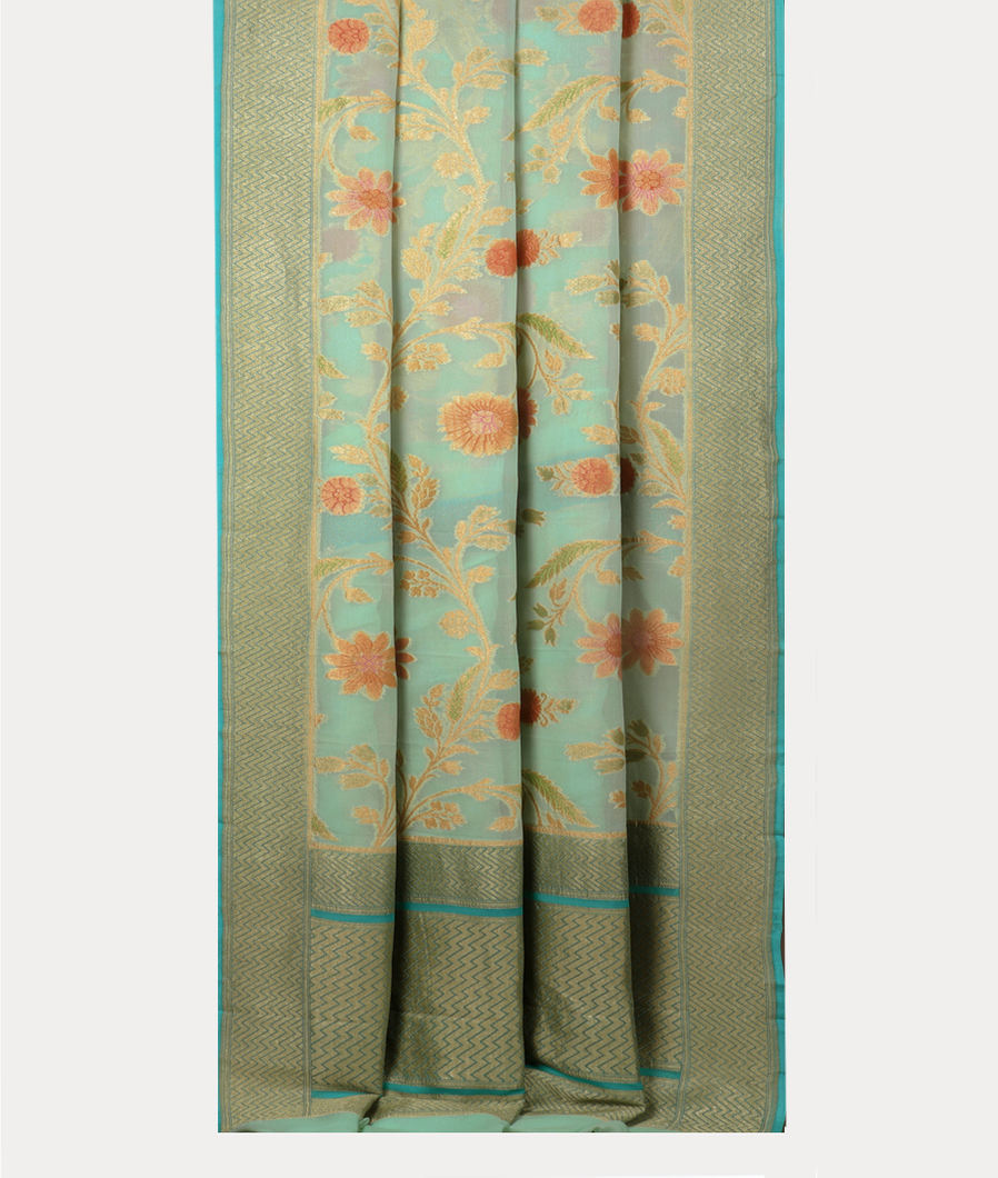 Green Banaras Georgette Silk Saree T3804272