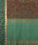 Brown Handpainted Kalamkari Soft Silk Saree T2573544