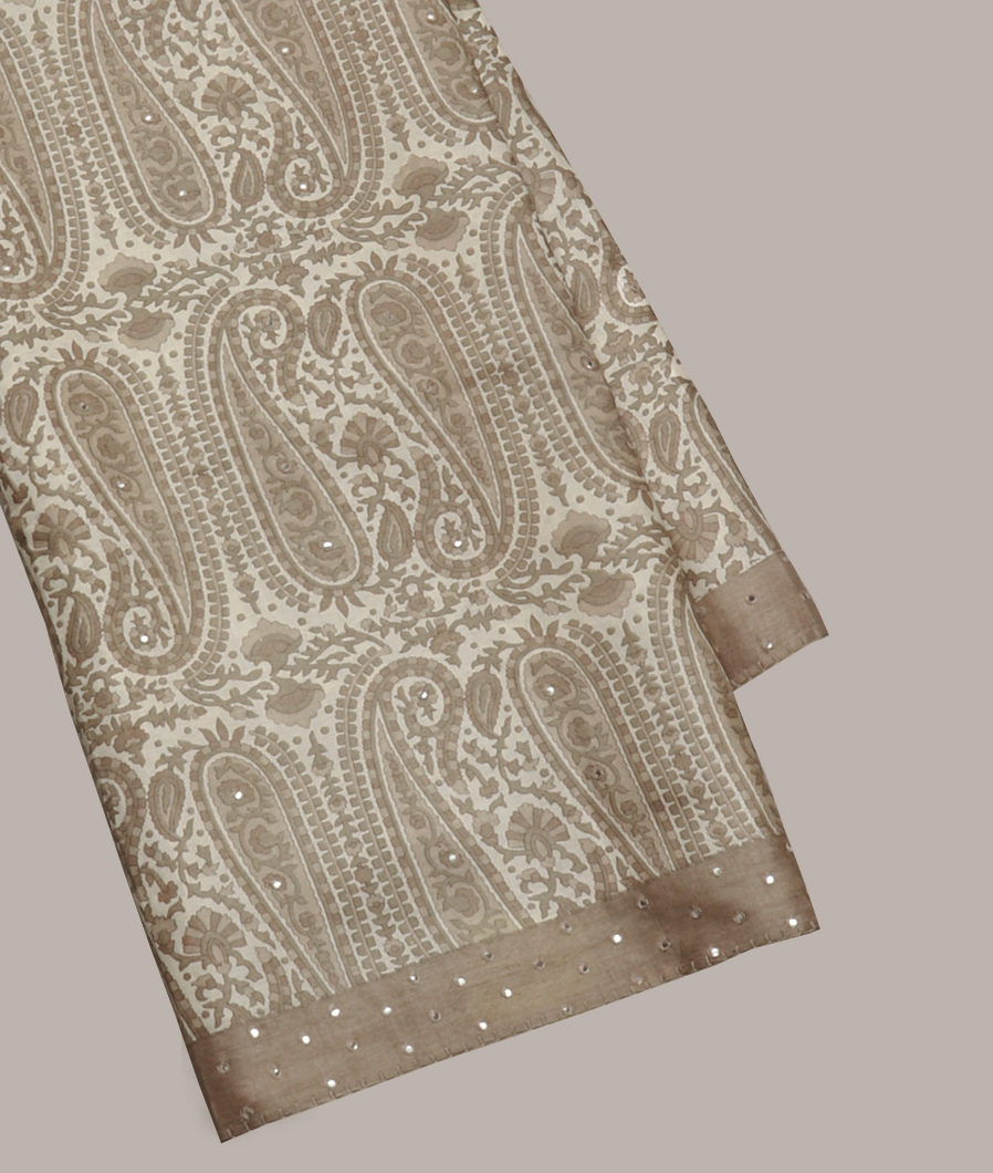 Off - White Tussar Printed Saree T398118-image