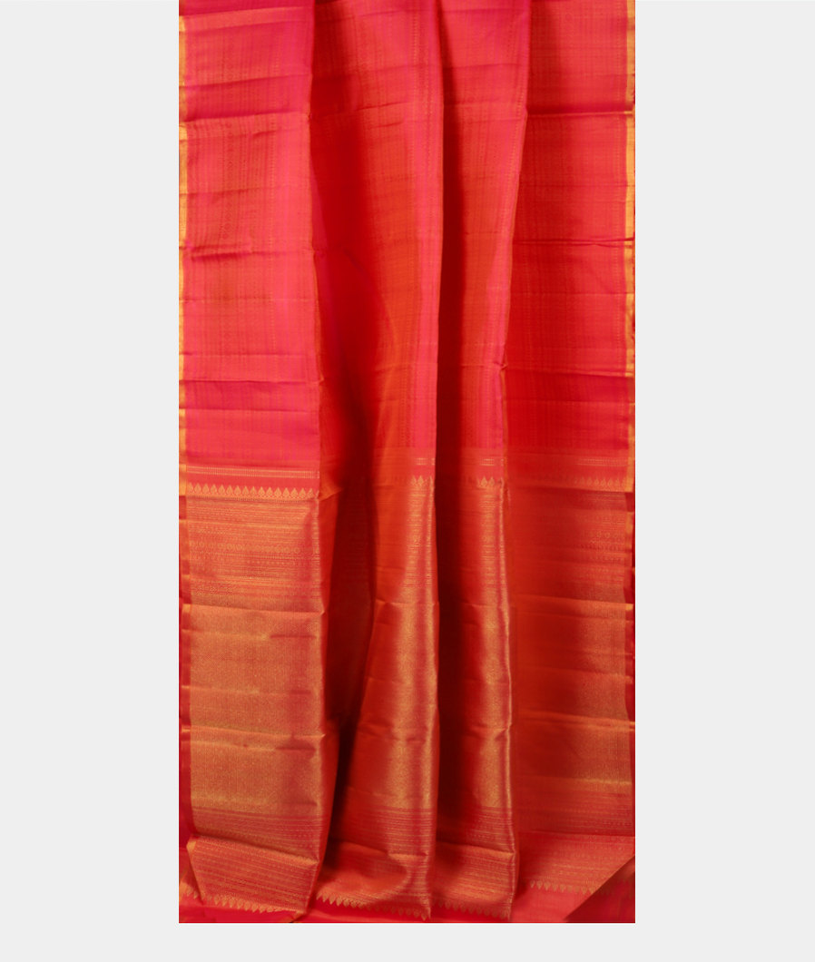 Pinkish Orange Handwoven Kanjivaram Silk Saree T4070212