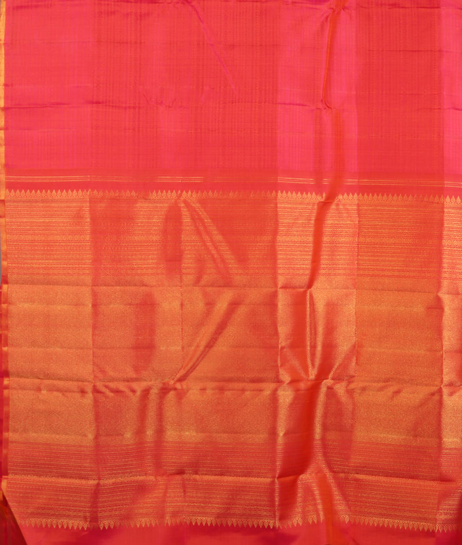 Pinkish Orange Handwoven Kanjivaram Silk Saree T4070214