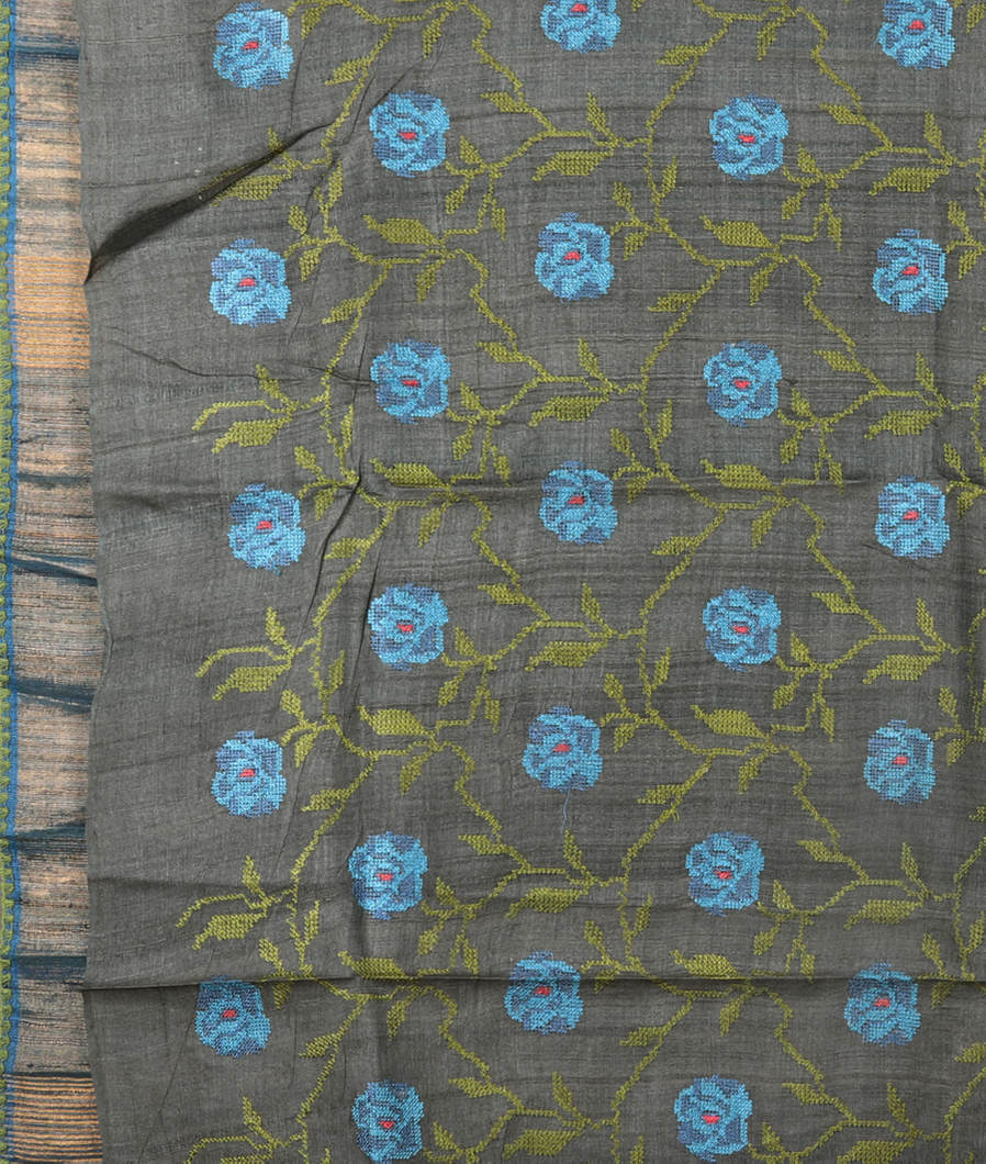 Blue Woven Tussar Saree T4173973