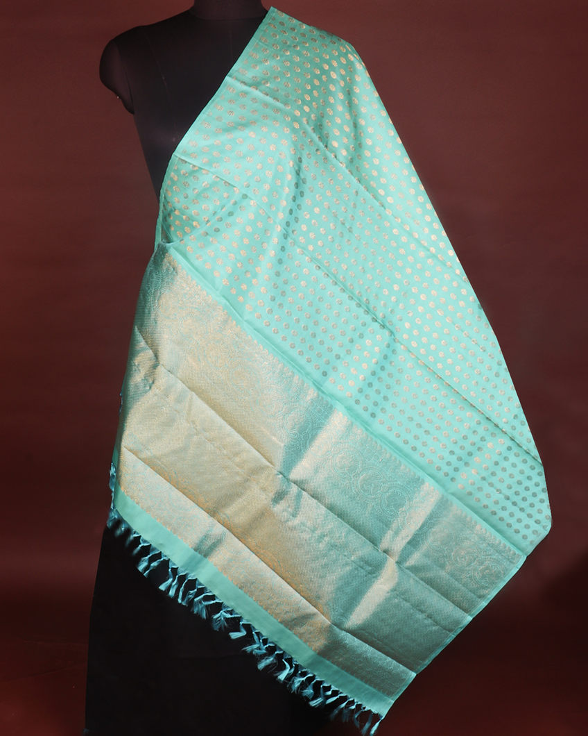 Turquoise Green Handwoven Kanjivaram Silk Dupatta T419845-image