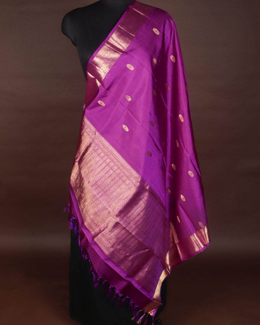 Violet Handwoven Kanjivaram Silk Dupatta T419872-image