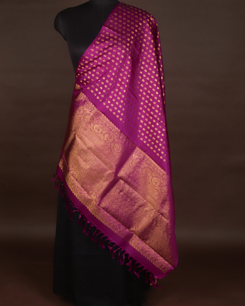 Purple Handwoven Kanjivaram Silk Dupatta T419839-image