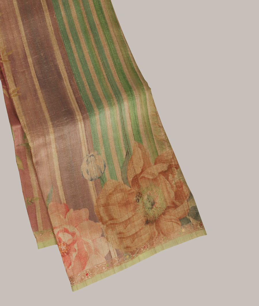 Multicolour Tussar Printed Saree T413183-image
