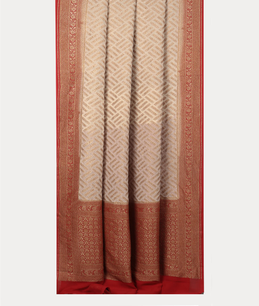 Off - White Banaras Georgette Silk Saree T3998202