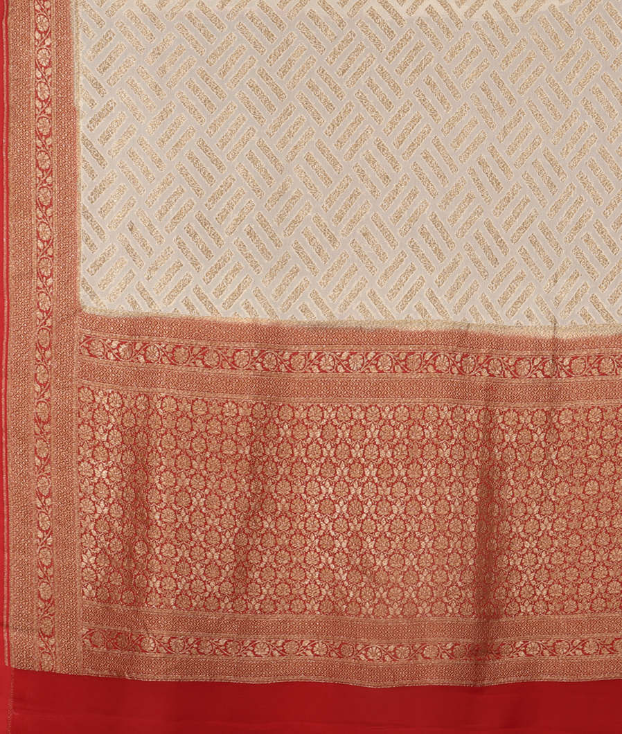 Off - White Banaras Georgette Silk Saree T3998204
